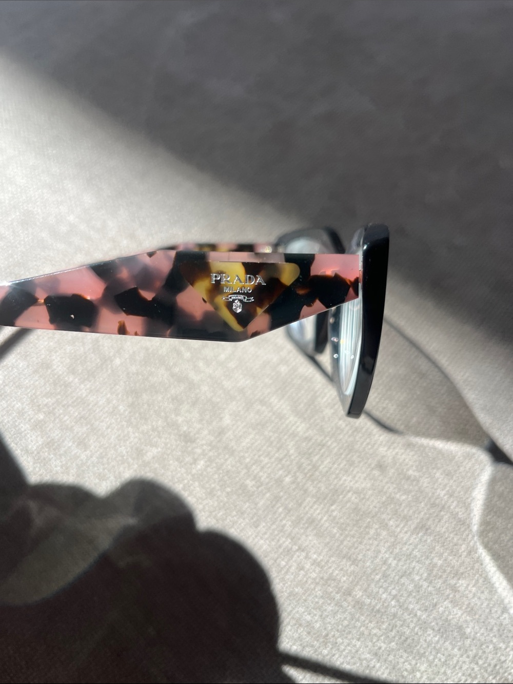 Prada Black Cat-Eye Glasses with Tortoiseshell Temples - Picture 5 of 5